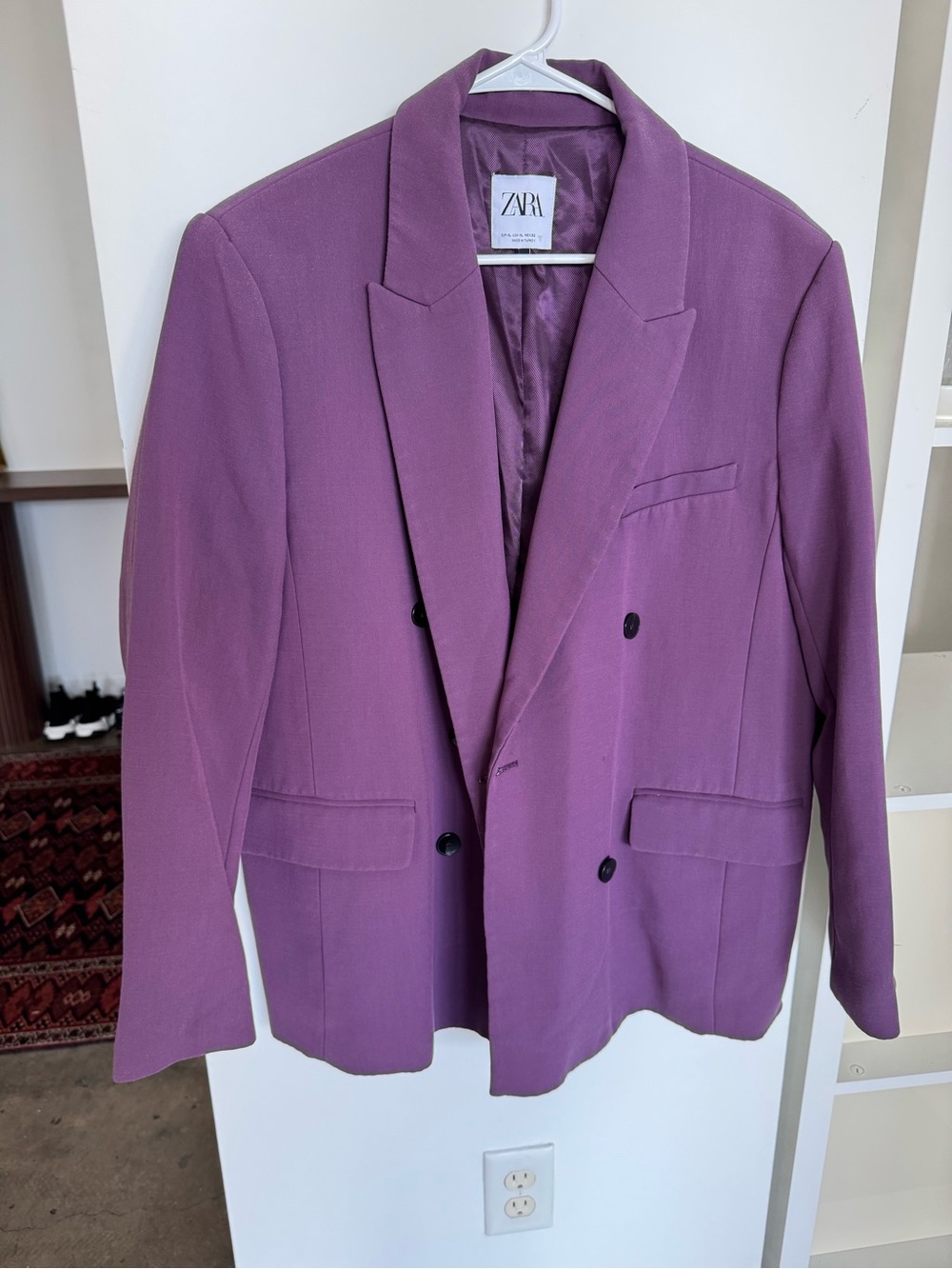 Zara Purple Double-Breasted Blazer